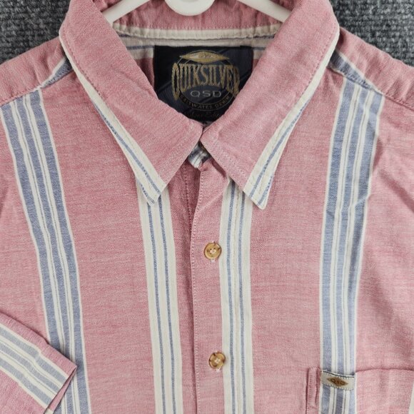 VTG Quiksilver QSD Silver Edition Oxford Cloth Shirt Size 2 Red Saltwater Denim - Picture 1 of 16